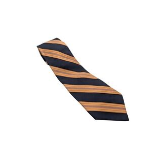 Stafford Necktie Mens Blue Orange Signature Striped Traditional Silk Blend